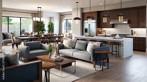 An open-concept layout to connect the living room with the kitchen. © Muhammad