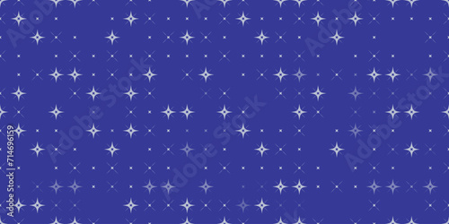 Blue geometric star symbols background. Seamless pattern of brutal design elements. Festive minimalistic background of decorative elements. Vector illustration.