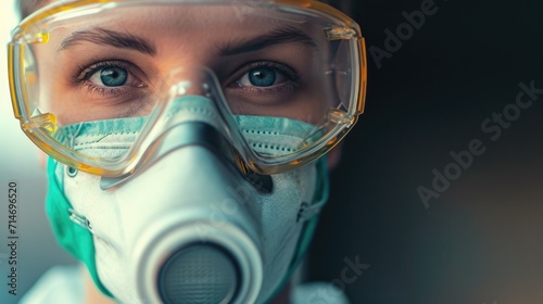 Woman sealed with protection medicine mask