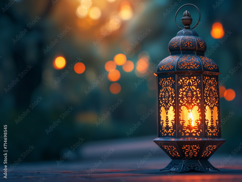 Lantern with night sky and city bokeh light background for the Muslim feast of the holy month of Ramadan Kareem. Lantern with night sky and city bokeh light background for the Muslim feast of the holy month of Ramadan Kareem.