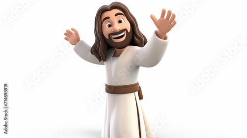 3D cartoon happy jesus christ isolated in white background © Surasri