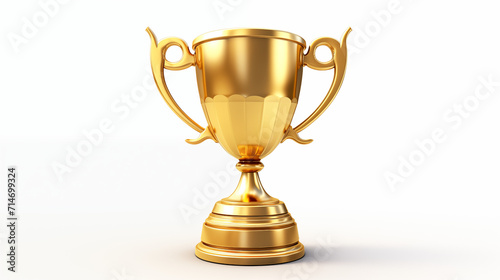 3D Gold trophy isolated in white background