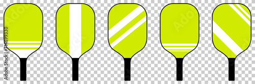 Pickleball racket set. Sport concept. Vector illustration isolated on transparent background