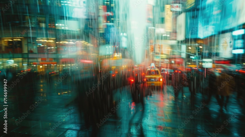 Out of focus with multiple overlapping exposures of a busy city street . Urban blurred background Out of focus with multiple overlapping exposures of a busy city street . Urban blurred background