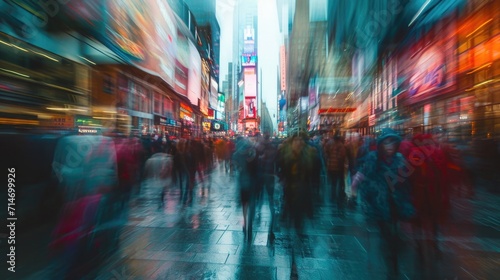Out of focus with multiple overlapping exposures of a busy city street.  photo