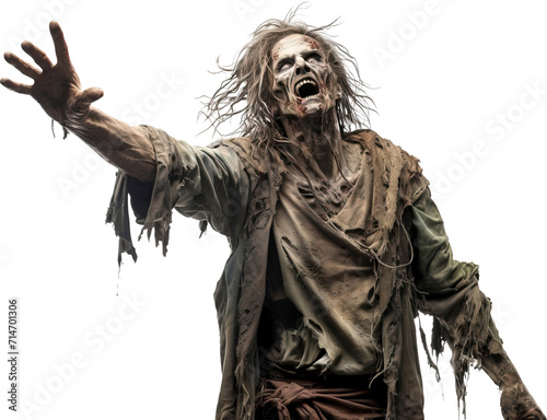 Zombie isolated on transparent background. PNG