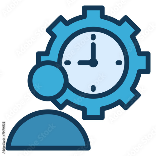 Working Hours Blue Colour Icon