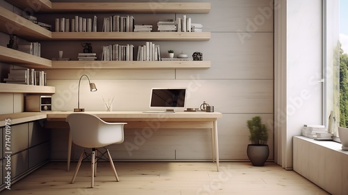 A minimalist home office with clean lines and simplicity.