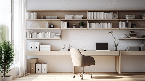 A minimalist home office with clean lines and simplicity.