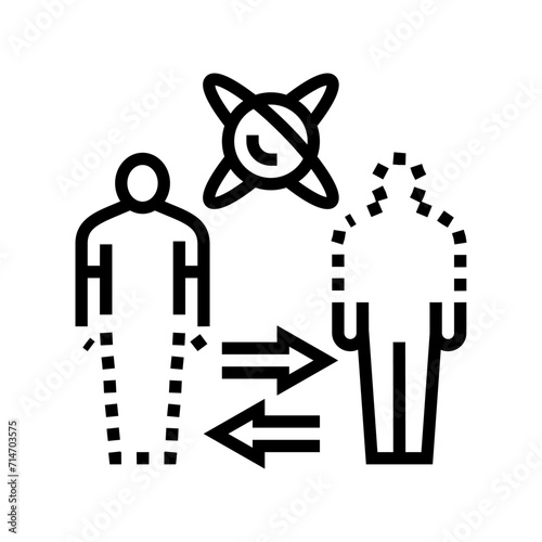 teleportation quantum technology line icon vector. teleportation quantum technology sign. isolated contour symbol black illustration