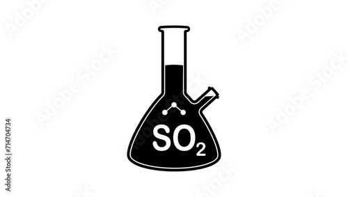 sulfur dioxide flask sign, black isolated silhouette