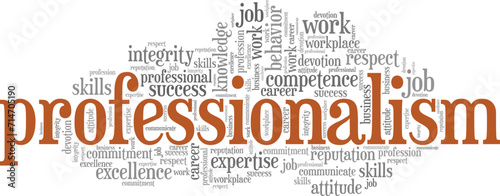 Professionalism word cloud conceptual design isolated on white background.