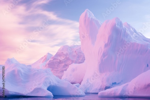 Enchanting Twilight Hues over Serene Iceberg Landscape