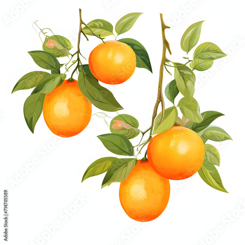 Close-up of ripe fruits on trees in an orchard isolated on white background, pop-art, png
