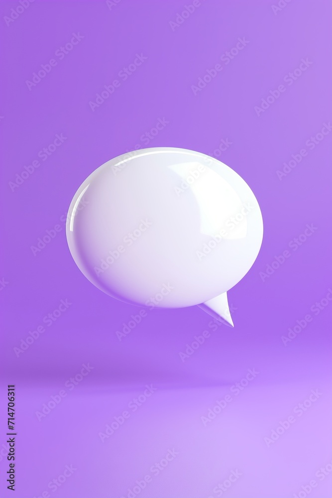 A 3D speech bubble on a violet background provides a vibrant, modern template for communication-themed graphics, ads, and social media content. Vertical picture. A 3D speech bubble on a violet background provides a vibrant, modern template for communication-themed graphics, ads, and social media content. Vertical picture.
