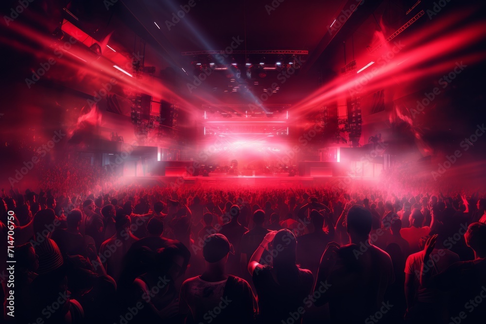 Vibrant Nightclub Party Scene with Dynamic Lighting and Crowd