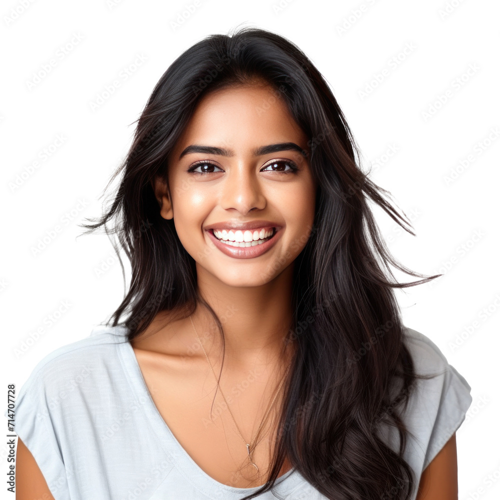 A beautiful young indian model woman smiling with clean teeth isolated on a transparent background. A beautiful young indian model woman smiling with clean teeth isolated on a transparent background.