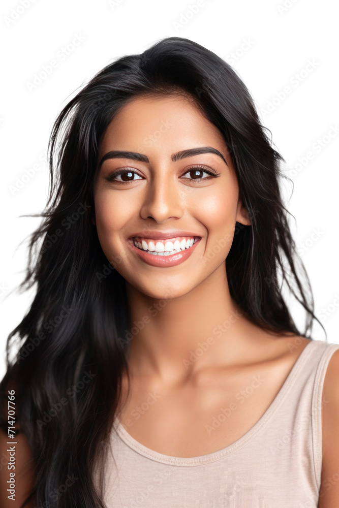A beautiful young indian model woman smiling with clean teeth isolated on a transparent background. A beautiful young indian model woman smiling with clean teeth isolated on a transparent background.