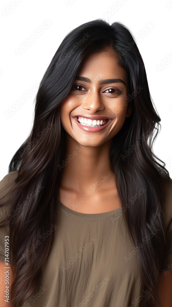 A beautiful young indian model woman smiling with clean teeth isolated on a transparent background. A beautiful young indian model woman smiling with clean teeth isolated on a transparent background.