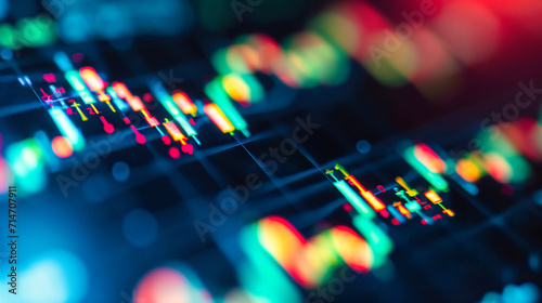 Financial market analysis with a graph, stock chart, and cityscape in the background.