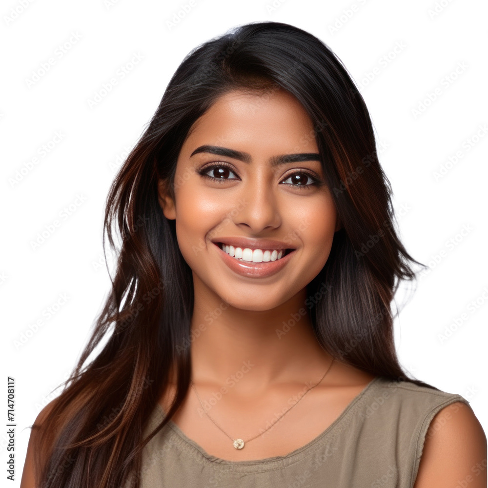A beautiful young indian model woman smiling with clean teeth isolated on a transparent background. A beautiful young indian model woman smiling with clean teeth isolated on a transparent background.