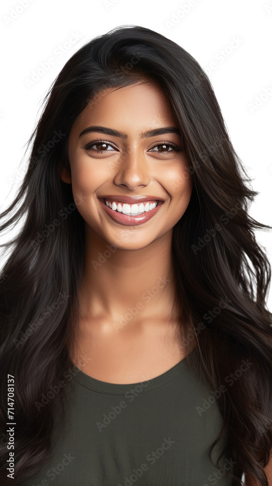 A beautiful young indian model woman smiling with clean teeth isolated on a transparent background. A beautiful young indian model woman smiling with clean teeth isolated on a transparent background.