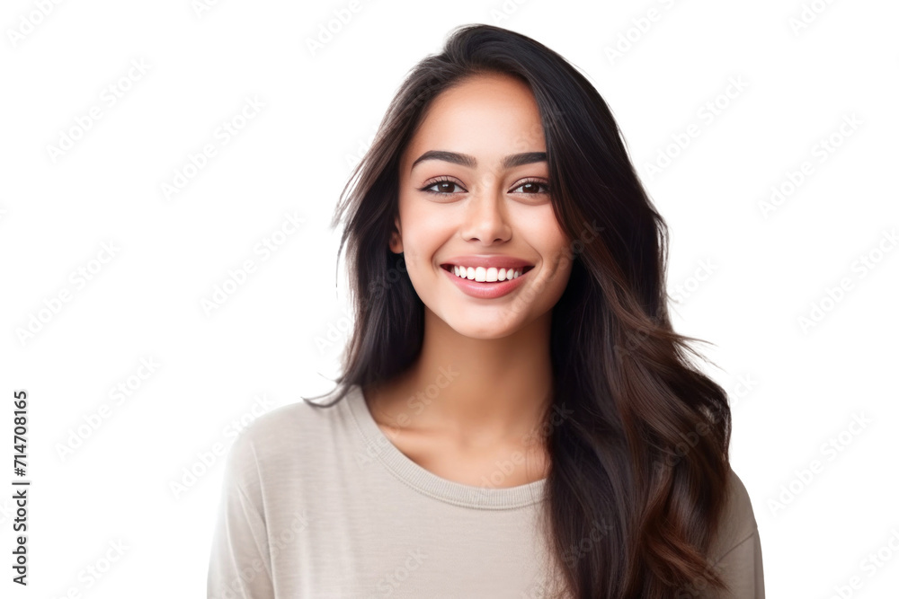 A beautiful young indian model woman smiling with clean teeth isolated on a transparent background. A beautiful young indian model woman smiling with clean teeth isolated on a transparent background.