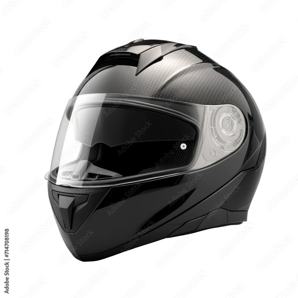 A black motorcycle carbon integral crash helmet isolated on a transparent background. A black motorcycle carbon integral crash helmet isolated on a transparent background.