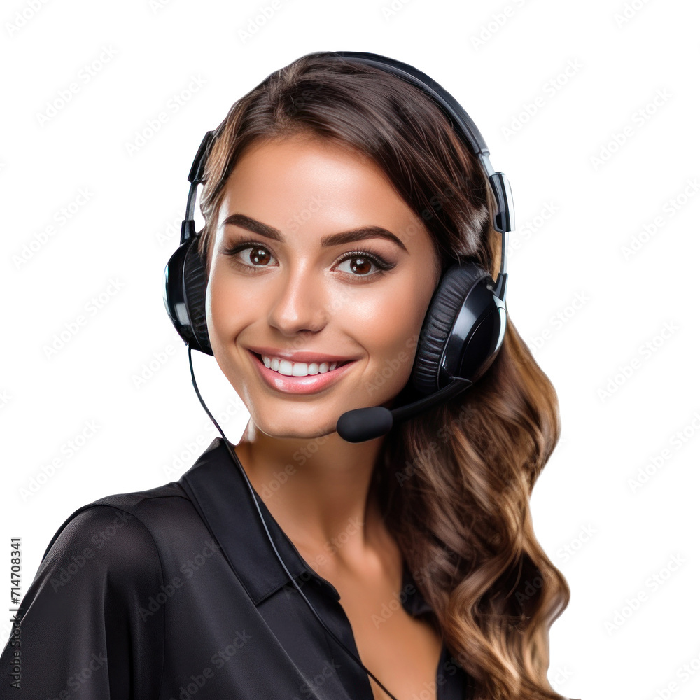 A call center women smiled, Female operator giving advice to customer isolated on a transparent background. A call center women smiled, Female operator giving advice to customer isolated on a transparent background.