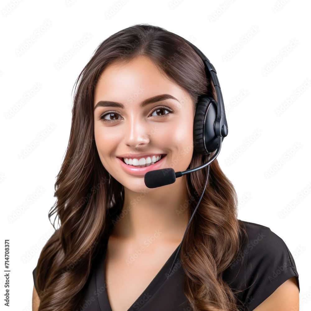 A call center women smiled, Female operator giving advice to customer isolated on a transparent background. A call center women smiled, Female operator giving advice to customer isolated on a transparent background.