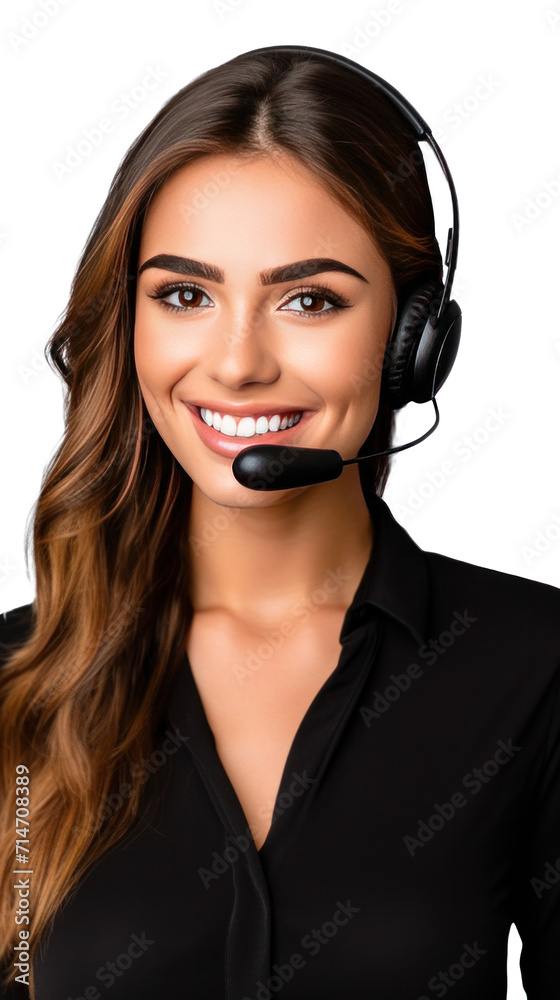 A call center women smiled, Female operator giving advice to customer isolated on a transparent background. A call center women smiled, Female operator giving advice to customer isolated on a transparent background.