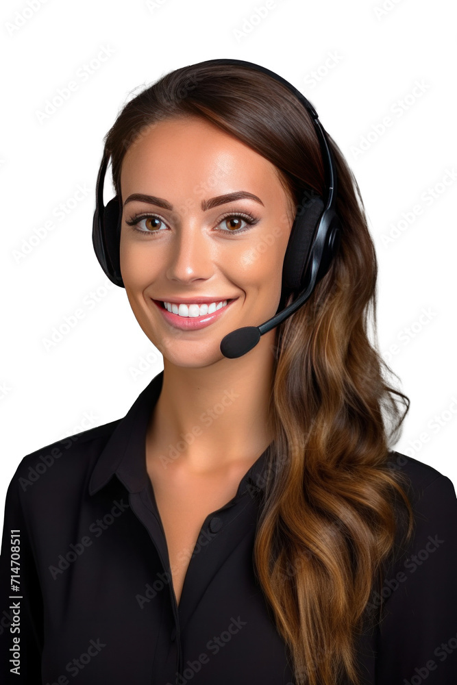 A call center women smiled, Female operator giving advice to customer isolated on a transparent background. A call center women smiled, Female operator giving advice to customer isolated on a transparent background.