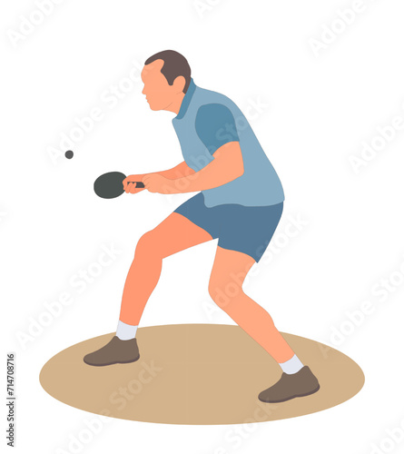 Athlete tennis player playing table tennis, ping pong, game, isolated vector