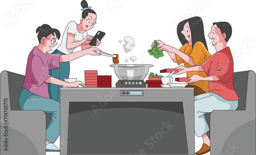 People are enjoying eating shabu.