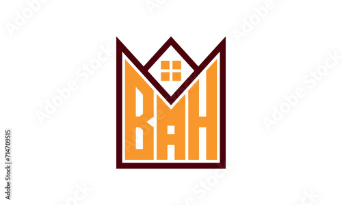 BAH initial letter real estate builders logo design vector. construction ,housing, home marker, property, building, apartment, flat, compartment, business, corporate, house rent, rental, commercial
