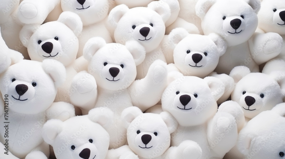 Teddy bears background. A lot of white soft toys. Generative AI Teddy bears background. A lot of white soft toys. Generative AI