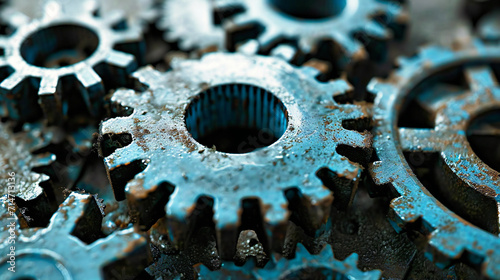 Industrial gears working together in a conceptual teamwork background.