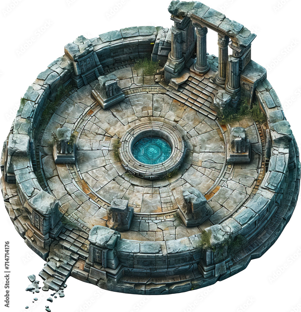 Arcane sanctuary of knowledge, ancient greek vibes, blank background, aerial shot, perspective, design for a board game, epic fantasy.