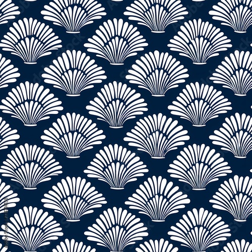 classic Japanese style seamless pattern blue and white color theme