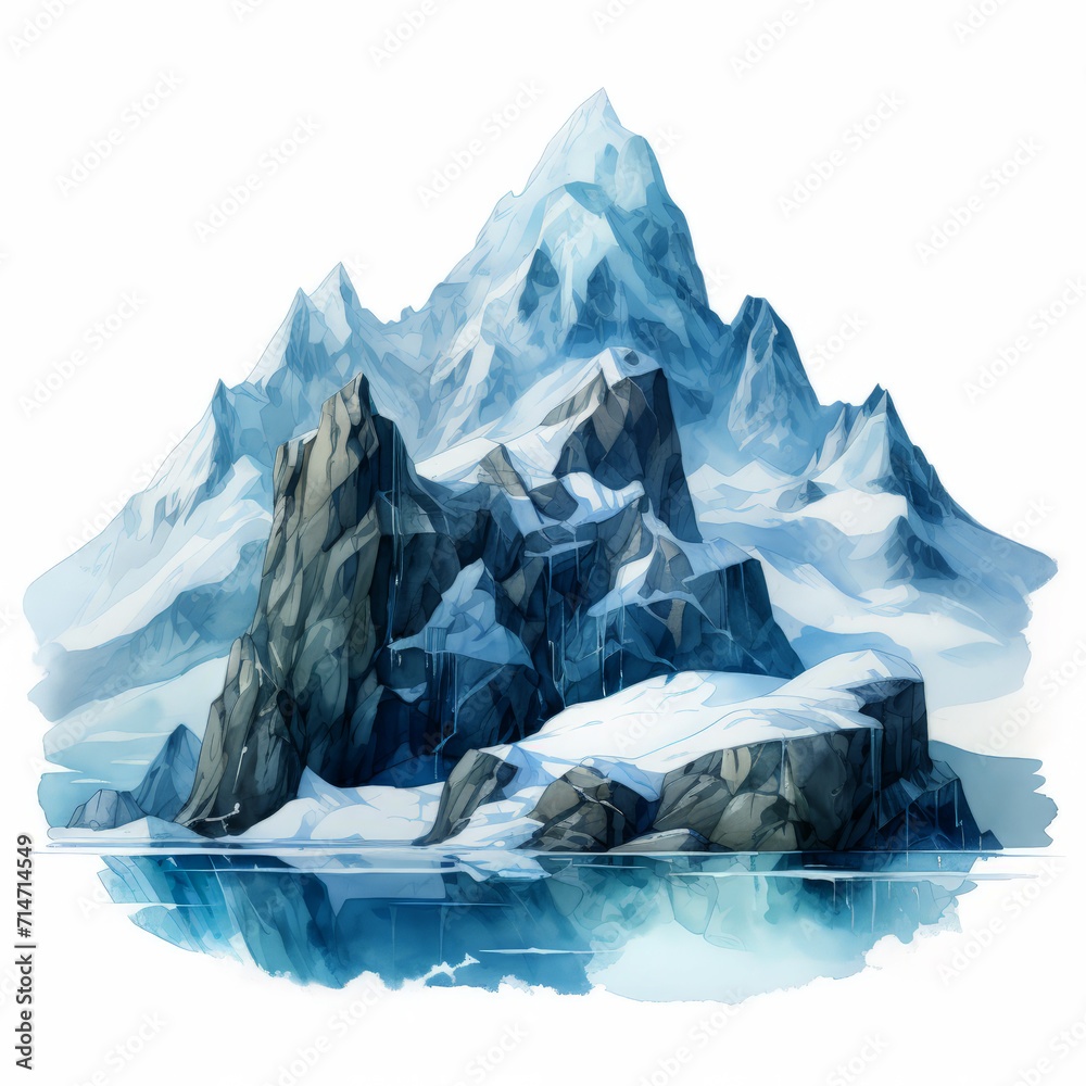 mountain ice watercolor illustration artwork for sublimation print and poster design
