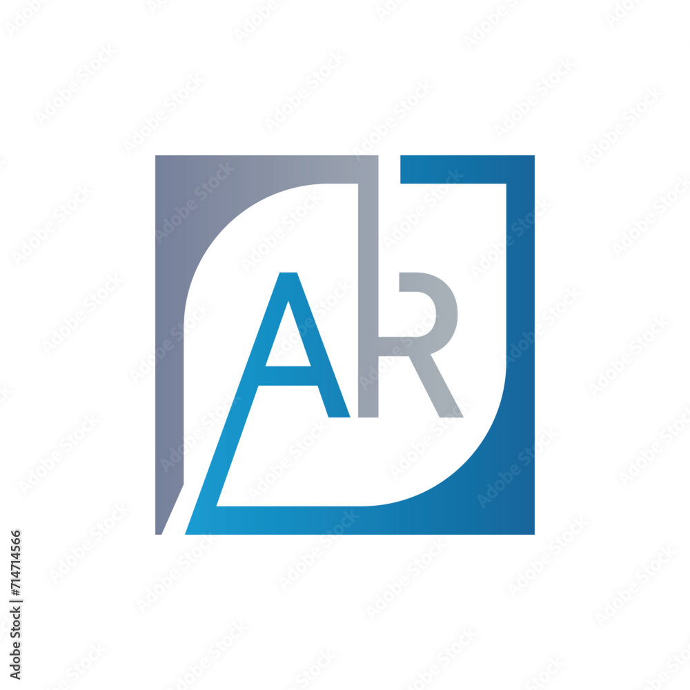 AR Logo Design Template Vector With Square Background.