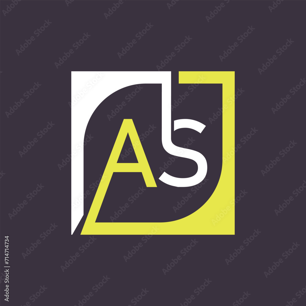 AS Logo Design Template Vector With Square Background. AS Logo Design Template Vector With Square Background.