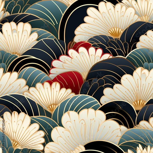 Japanese seamless pattern in oriental geometric traditional style 