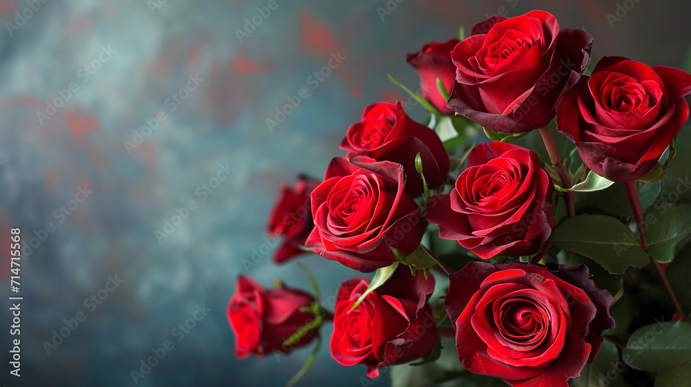 Obraz premium Elegant Bouquet of Red Roses on Textured Background
