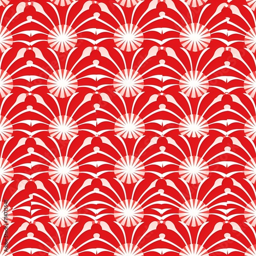 japanese pattern, 2D, flat design, red color, gemetrical, regular  photo