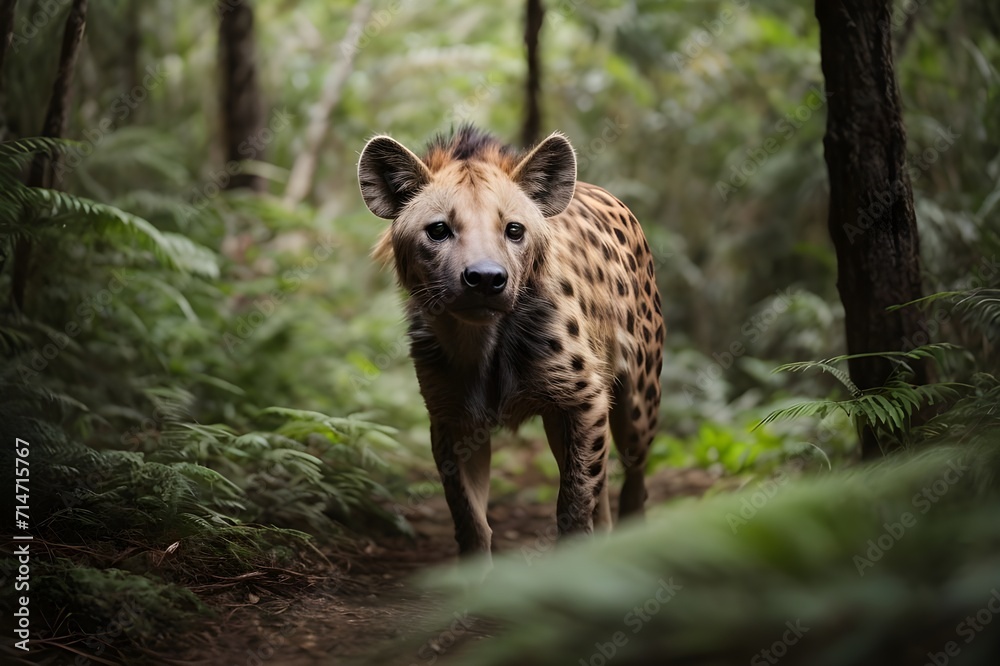Hyena Spotted in the Lush Tropical Forest "Explore the captivating