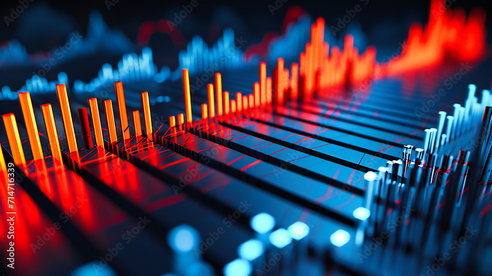 Professional audio mixer with faders and buttons in a technology-filled studio background. Professional audio mixer with faders and buttons in a technology-filled studio background.