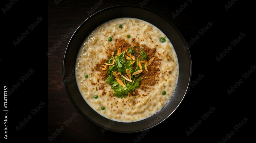 A bowl of creamy and fragrant lentil and rice porridge, a popular Sahur dish during Ramadhan