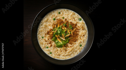 A bowl of creamy and fragrant lentil and rice porridge, a popular Sahur dish during Ramadhan