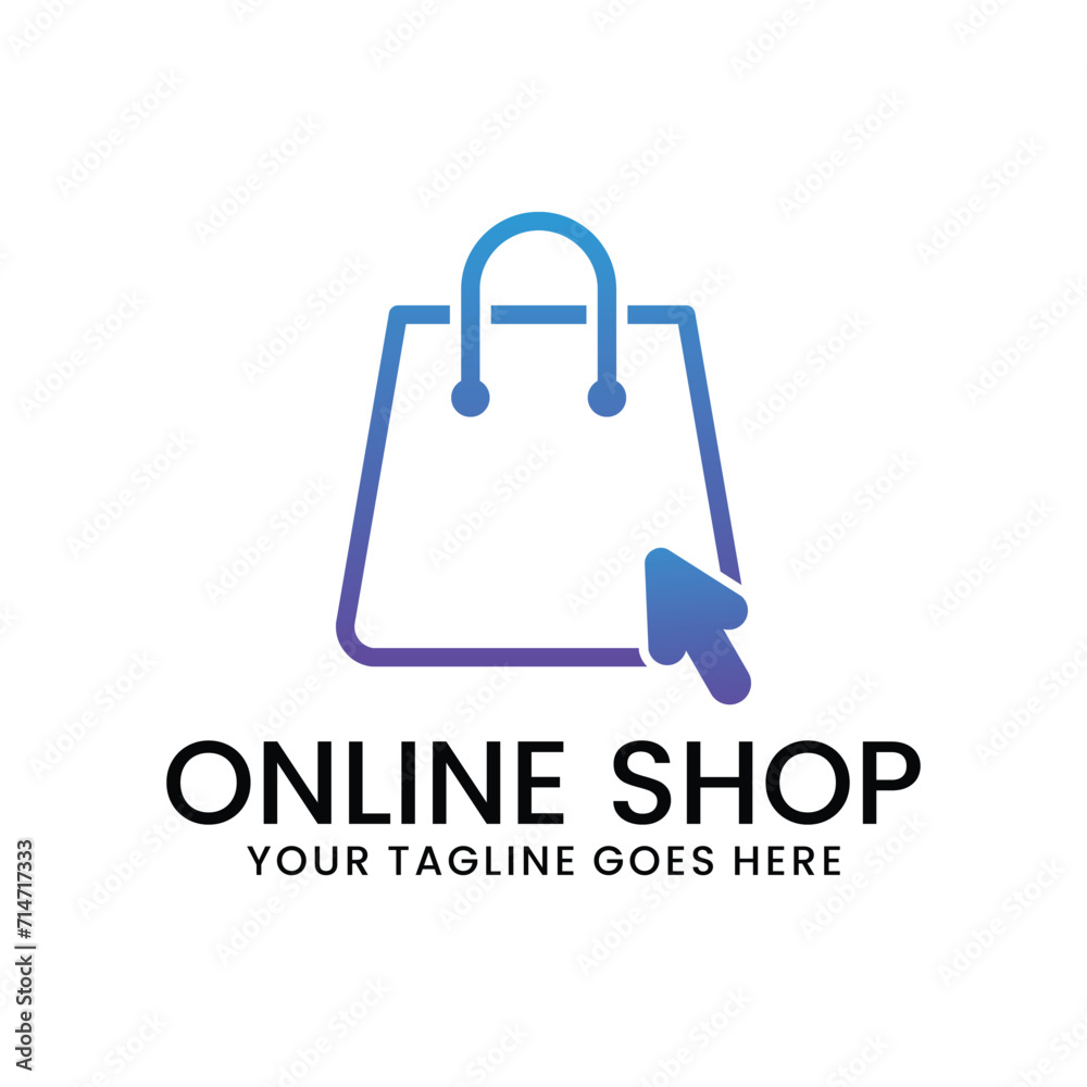 online shop logo, e-commerce vector template